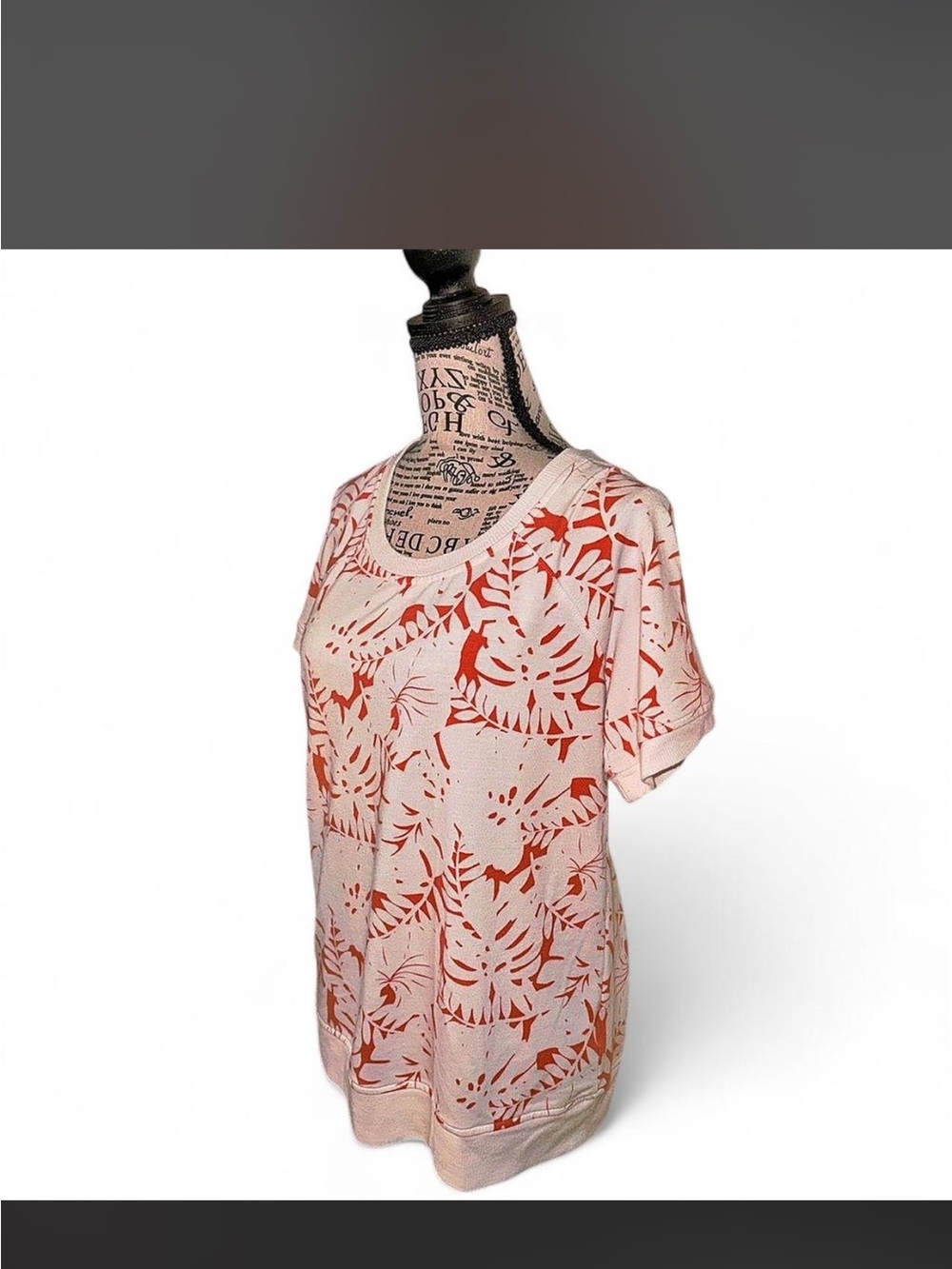 Jane and Delancey White Top with Coral Floral Print